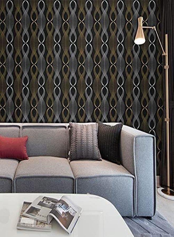 PIXELPACE Self Adhesive Peel & Stick 45 x 304 cm Waterproof Wallpaper for Living Room Hall Bedroom Decoration PVC Vinyl DIY Wall Stickers Multicolor, Count of (1, Black Gold Waves) - Image 4